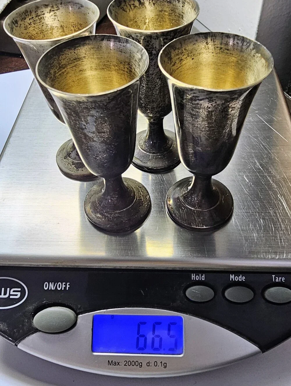 Set Of Four Vintage Wallace Sterling Silver, .925 #12 Cordial, Shot Glasses